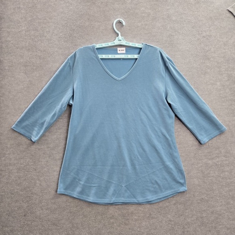 Segments Women‎ Shirt XL Blue V-Neck Pullover 3/4 Sleeve